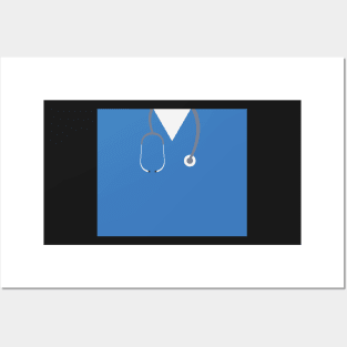 Blue Nurse Doctor shirt and Stethoscope Posters and Art